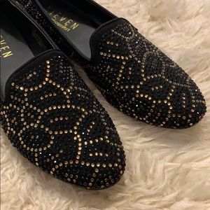Steven black/gold leopard rhinestone flats sz 7.5